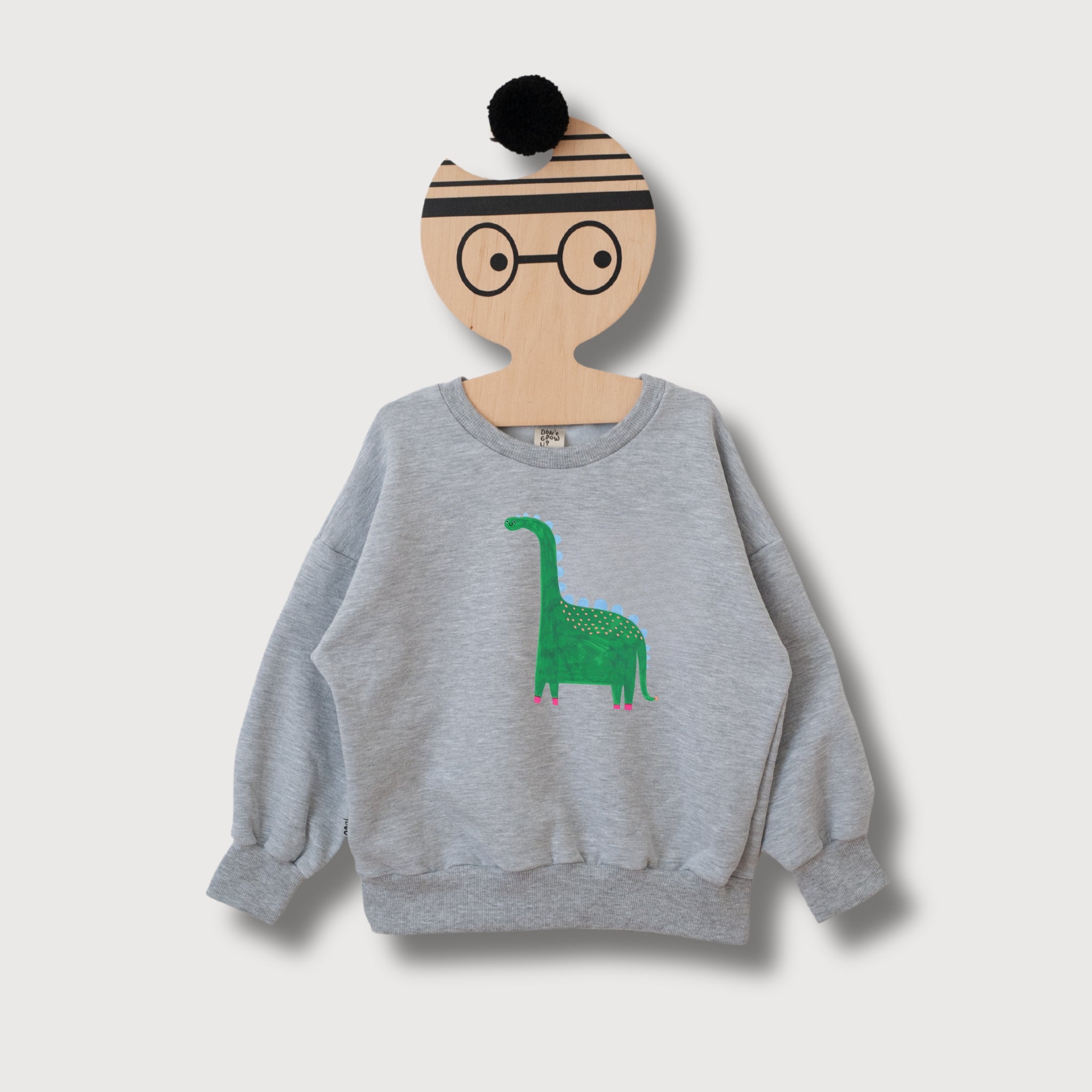 DINO AUF GRAU MELIERT SWEATSHIRT (LIEFERZEIT CA. 14 TAGE)