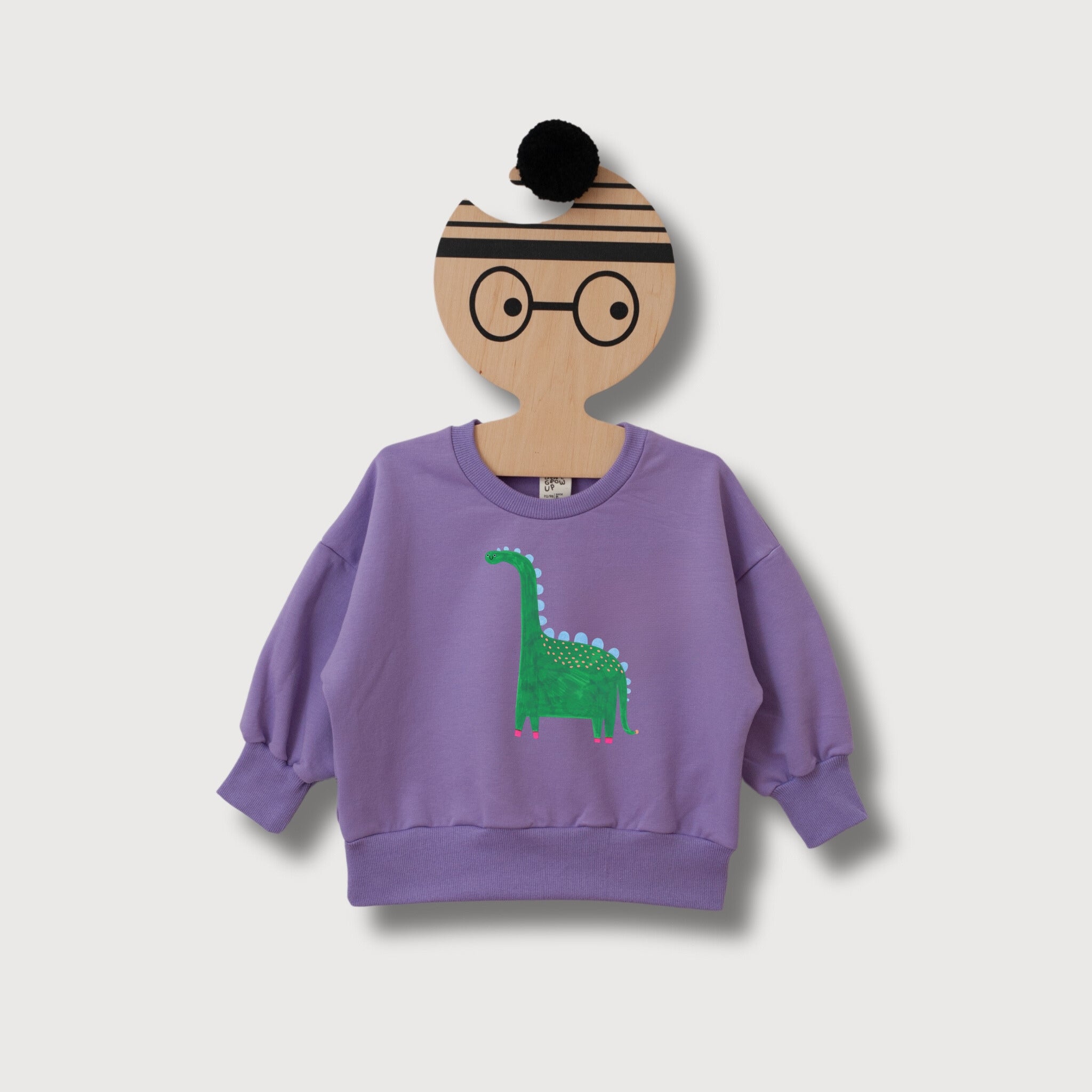 DINO AUF LILA SWEATSHIRT (LIEFERZEIT CA. 14 TAGE)
