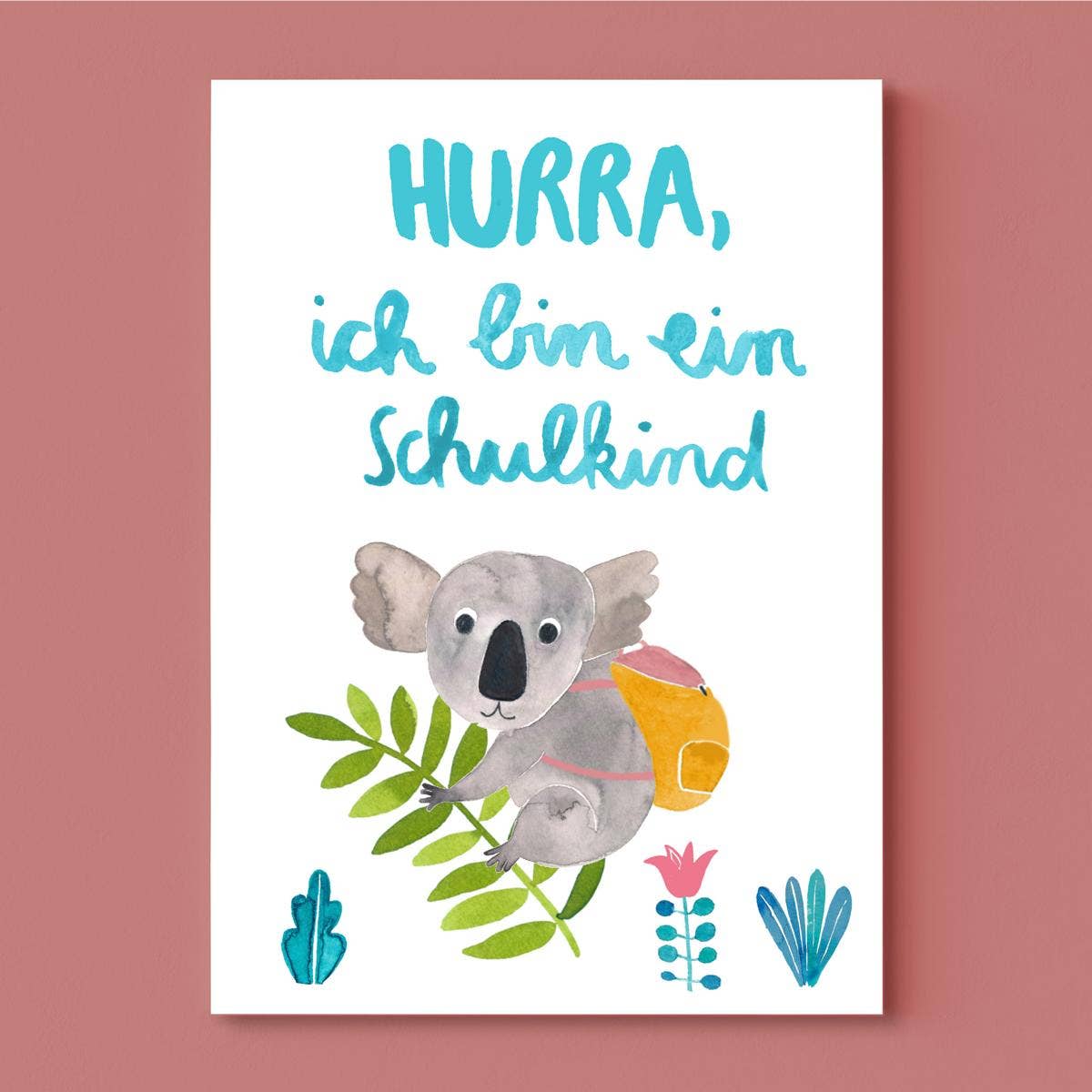 POSTKARTE - KOALA SCHULKIND