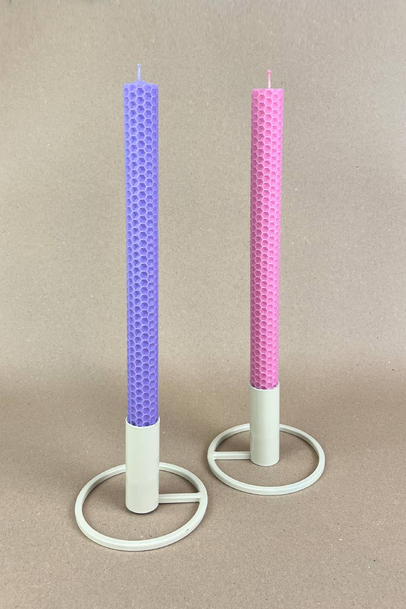 BIENENWACHSKERZEN - ROSA + LILA