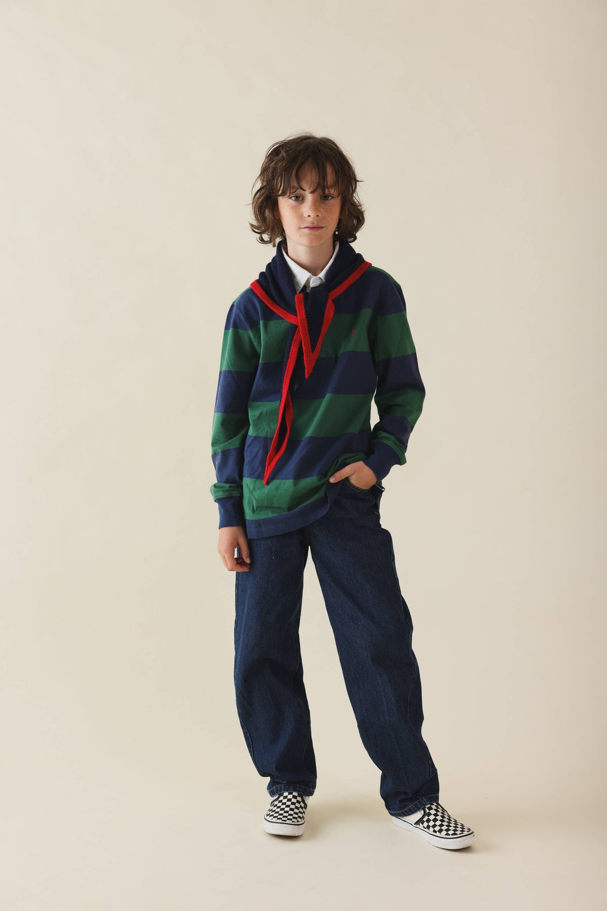 Halstuch - zweifarbig - Marineblau + Rot