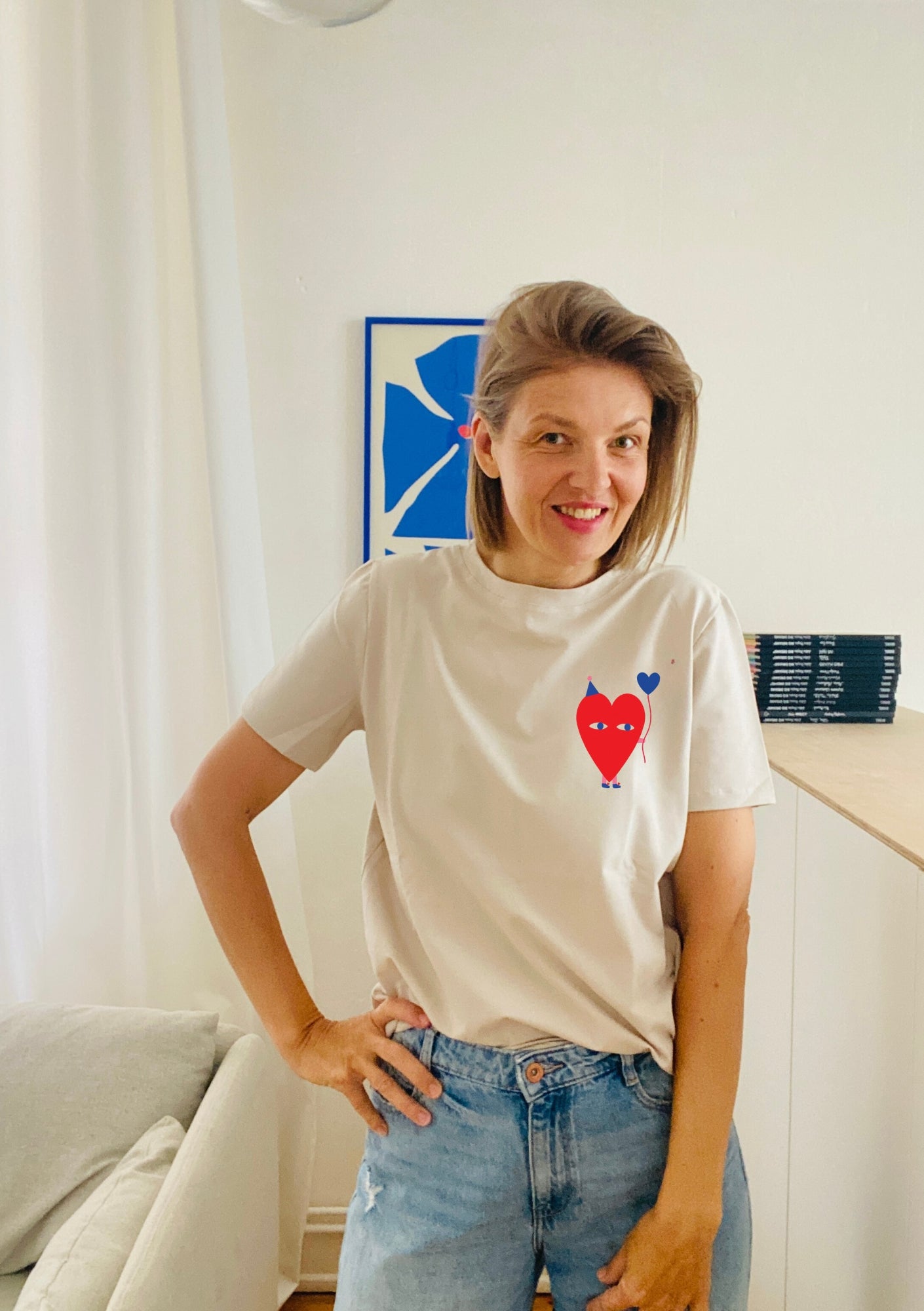 HERZ AUF CREME - ERWACHSENEN T-SHIRT