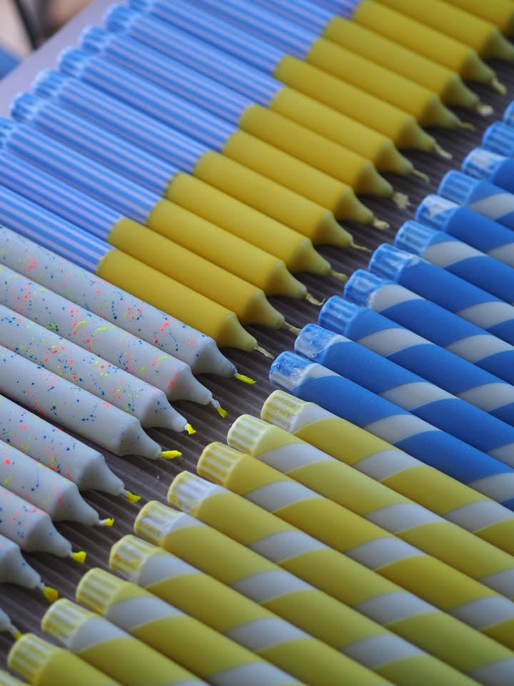 Kerzen | BLAU + GELB | 4er Set