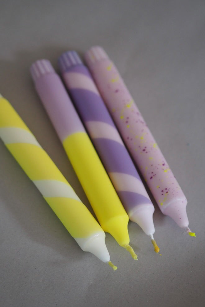 Kerzen | LILA + GELB | 4er Set