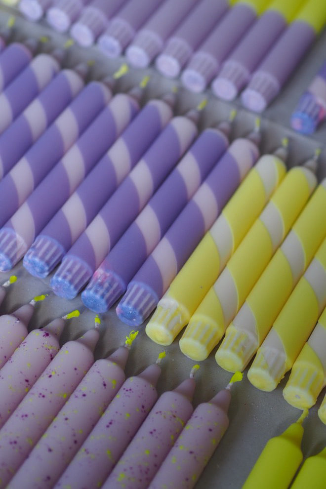 Kerzen | LILA + GELB | 4er Set