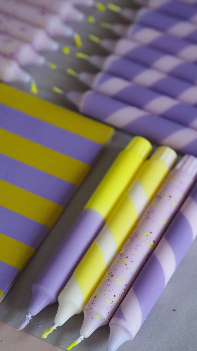 Kerzen | LILA + GELB | 4er Set