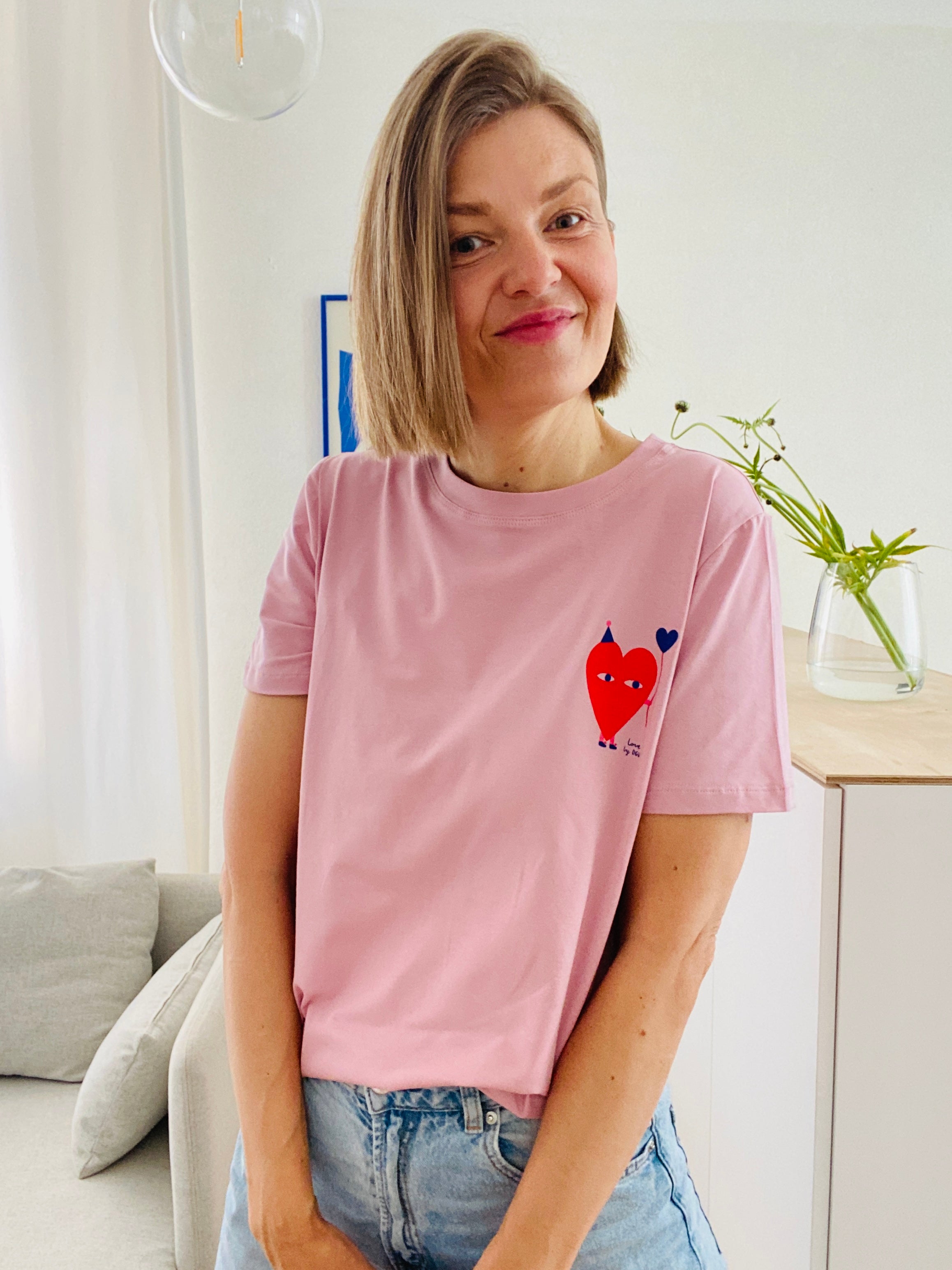 HERZ AUF ROSA - ERWACHSENEN T-SHIRT