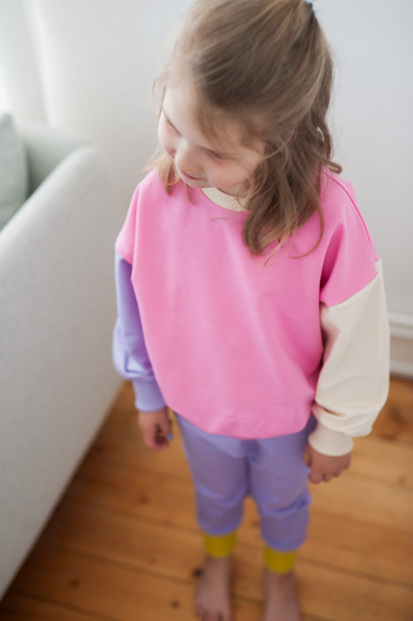 PINK COLOR BLOCKING SWEATSHIRT
