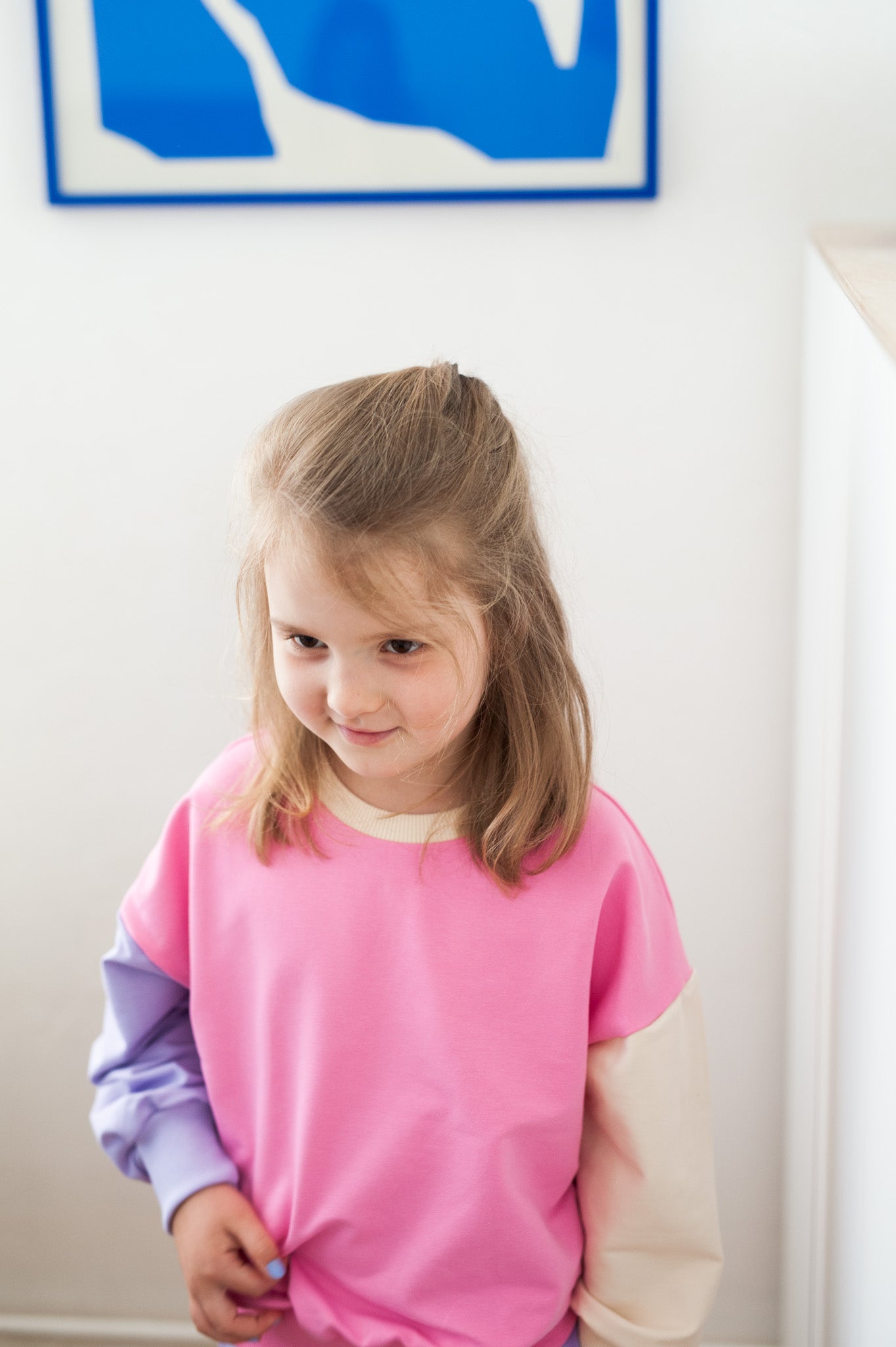 PINK COLOR BLOCKING SWEATSHIRT