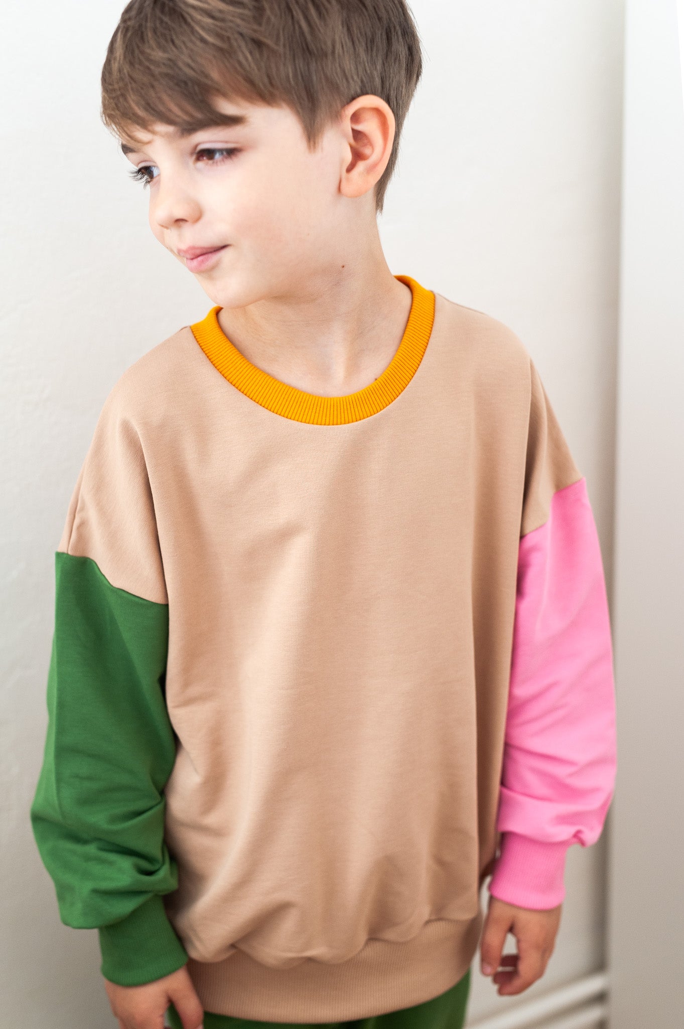 CUBAN SAND COLOR BLOCKING SWEATSHIRT