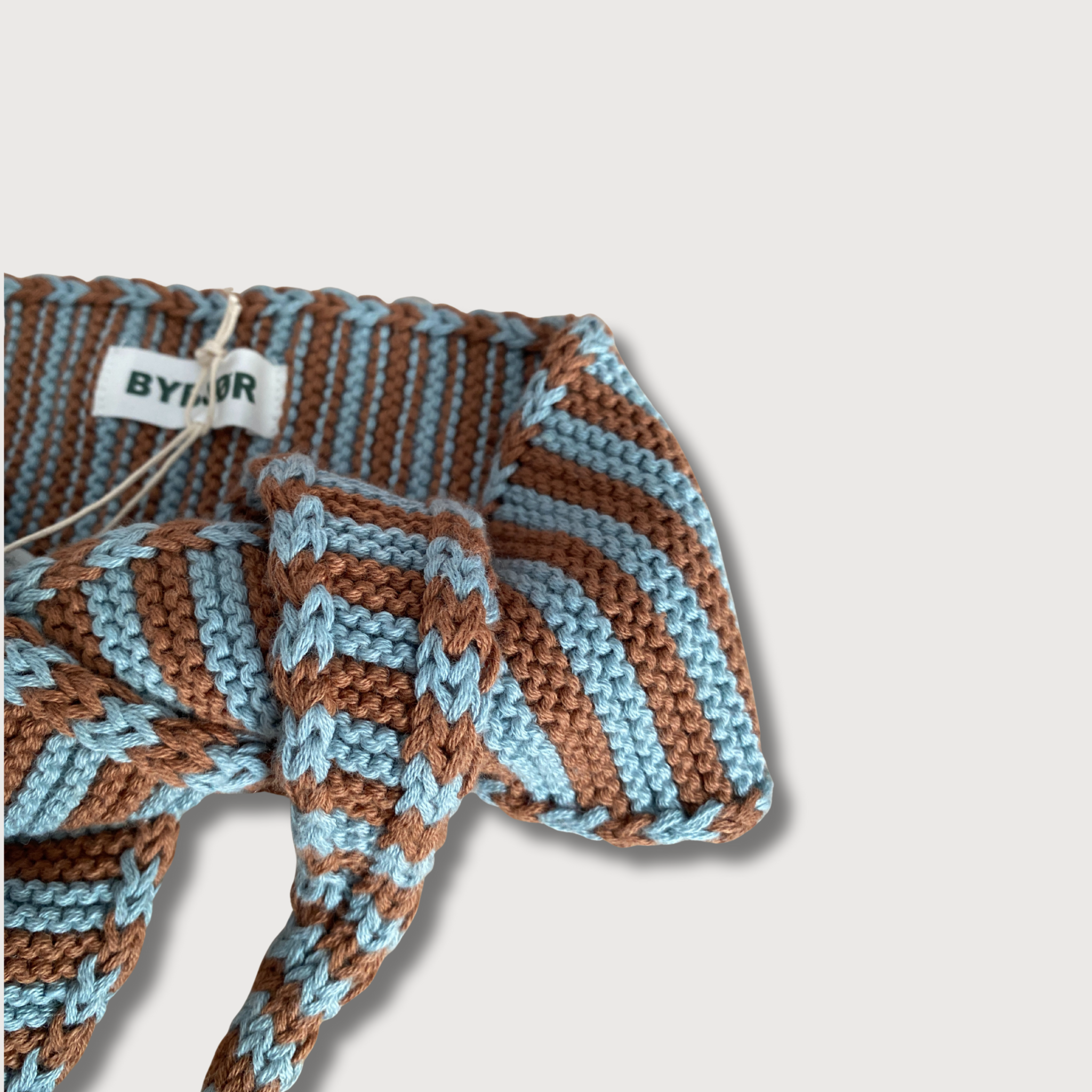 MINI SCARF - DUSTY BLUE + CARAMEL