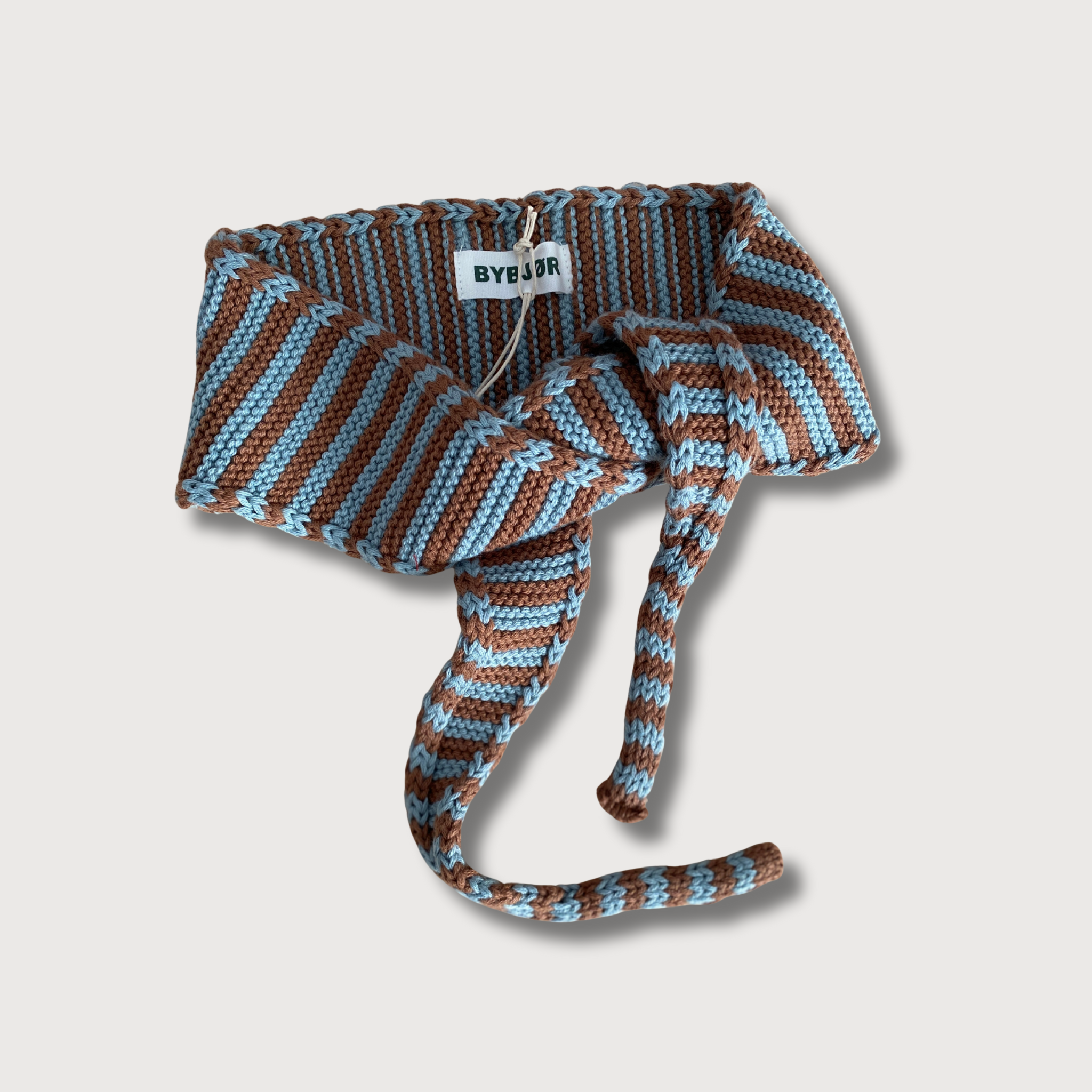 MINI SCARF - DUSTY BLUE + CARAMEL