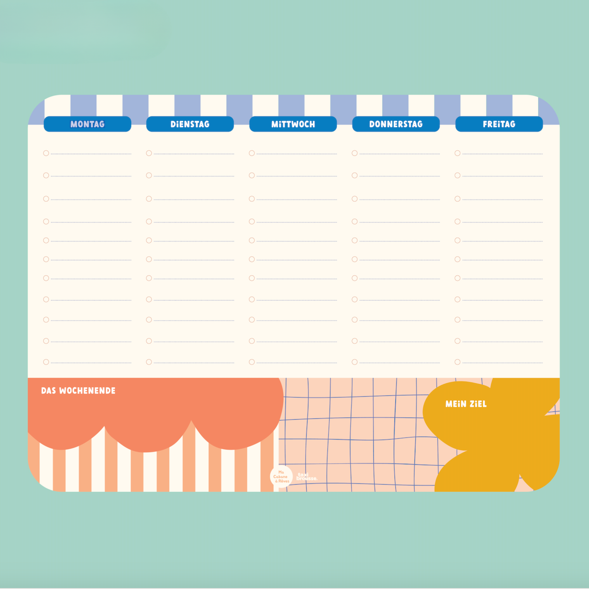 MAGNETISCHER WOCHENPLANER - BLAU + ORANGE