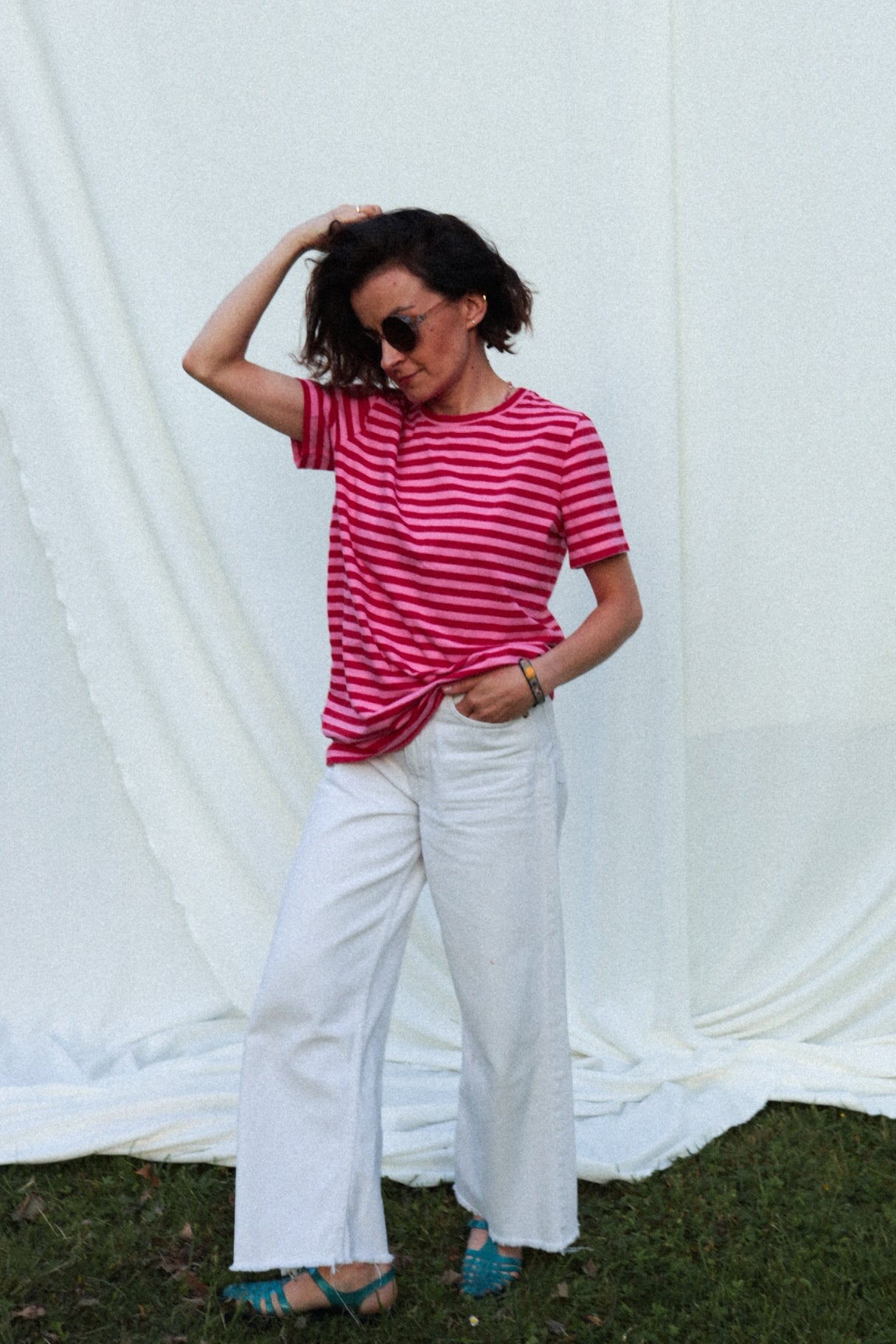 STREIFEN ROT + ROSA - ERWACHSENEN T-SHIRT (ANFERTIGUNG CA. 14 TAGE)