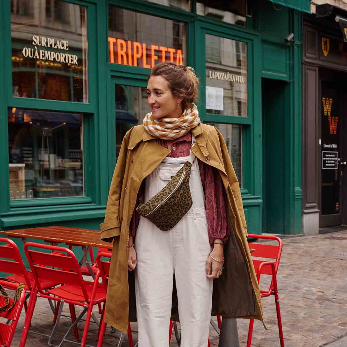 HALSTUCH - VICHY + KARAMELL 110x110