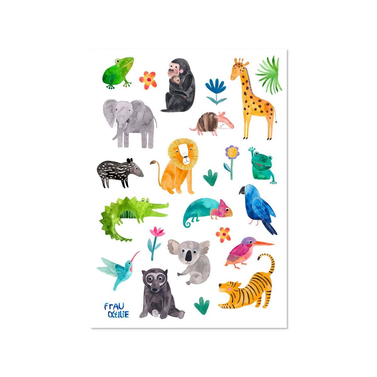 Spülmaschinenfeste Sticker WILDE TIERE