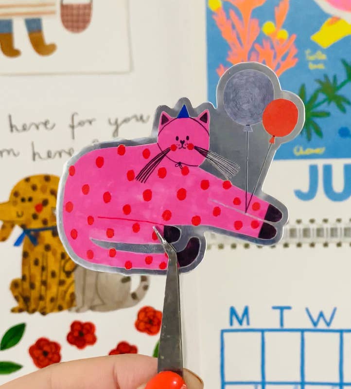 PINK CAT Holoaufkleber