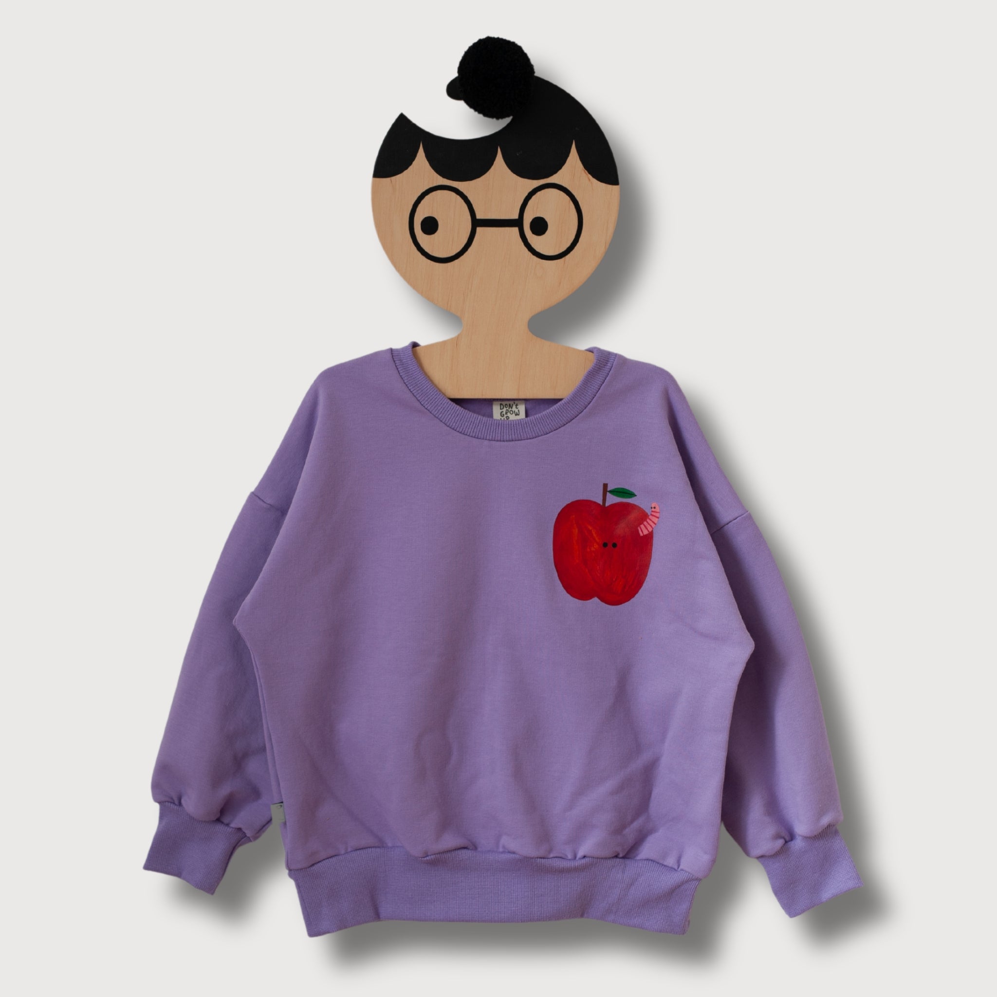 KINDER SWEATSHIRT - APFEL AUF LILA (LIEFERUNG CA. 14 TAGE)