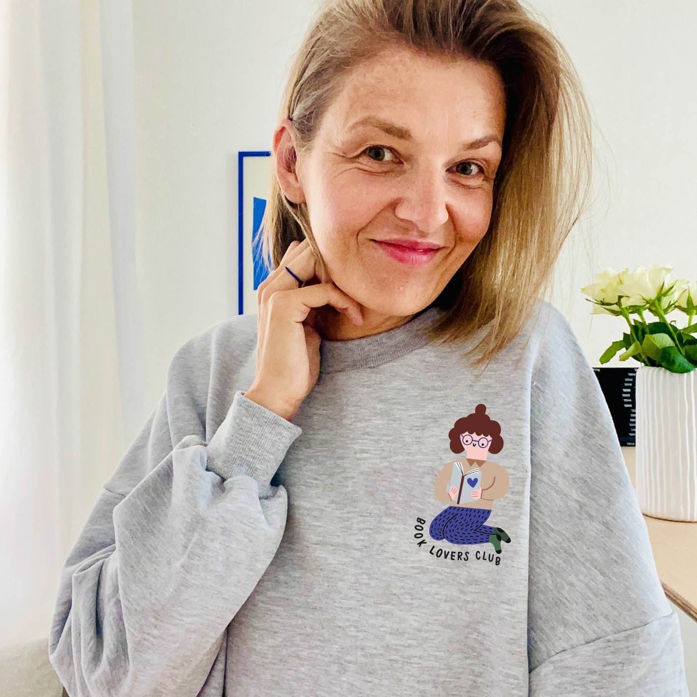 PRE ORDER - BOOK LOVER AUF GRAU MELIERT - ERWACHSENEN SWEATSHIRT