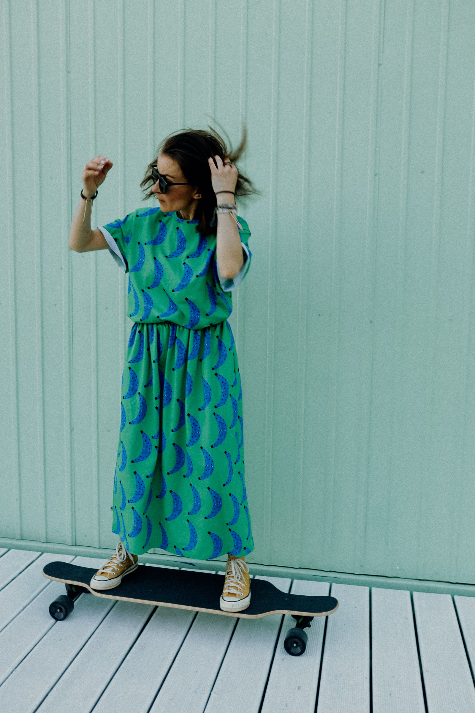 BANANEN AUF GRÜN ALL OVER PRINT- ERWACHSENEN ROCK