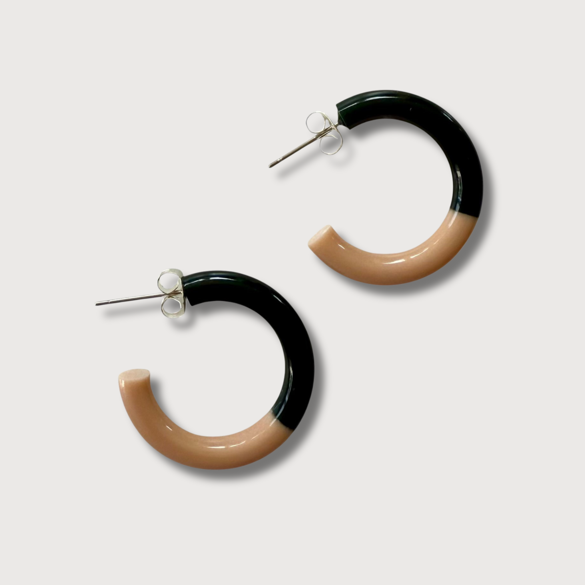 DUO COLOR HOOPS - NUDE + SMARAGD
