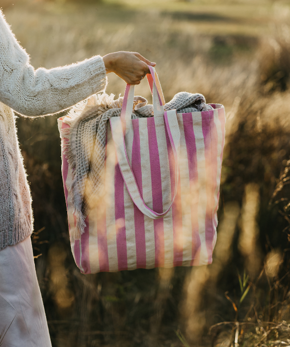 OMOM TRAGETASCHE - STREIFEN GRÜN + CREME