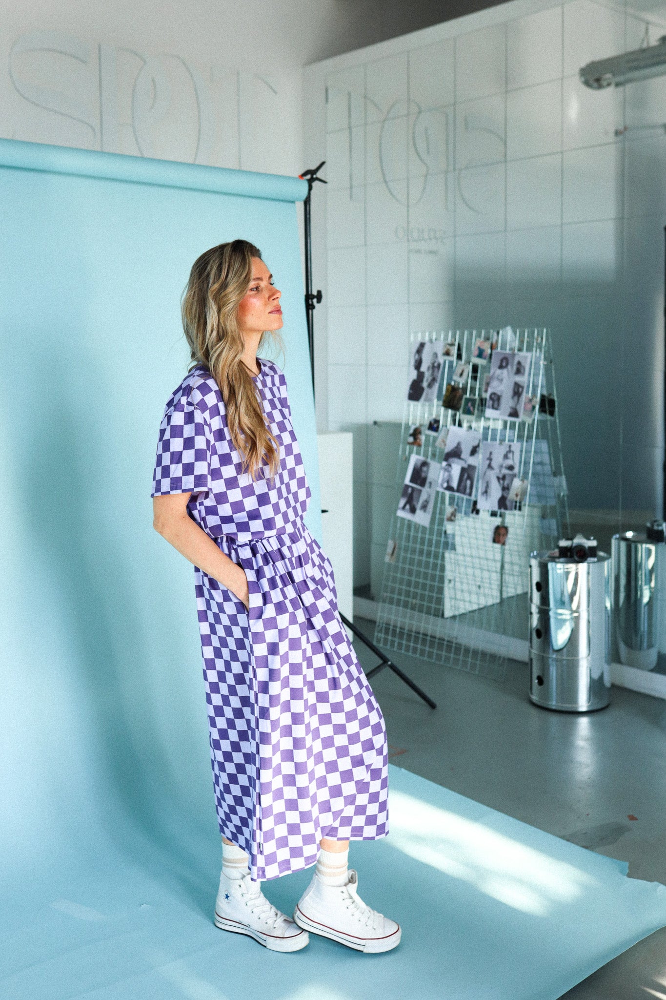 SCHACHBRETT ROSA + LILA - BOXY T-SHIRT