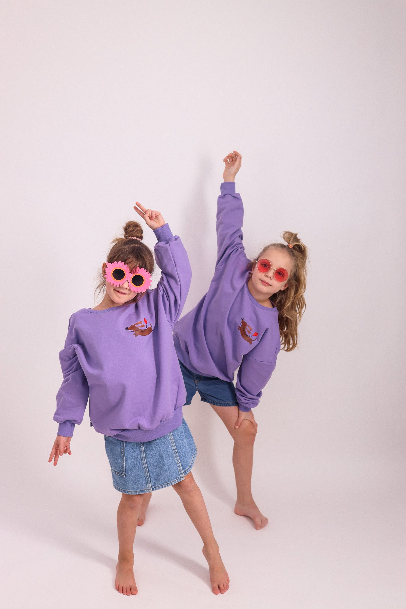 DACKEL AUF LILA SWEATSHIRT (LIEFERZEIT CA. 14 TAGE)