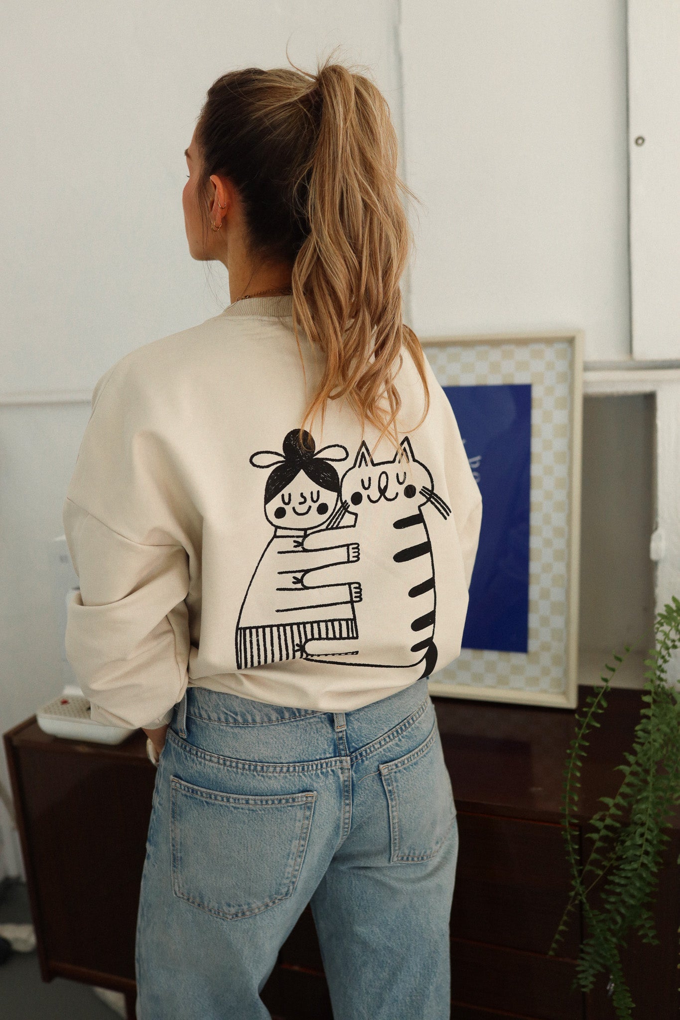 CAT LOVER - SWEATSHIRT -CREME