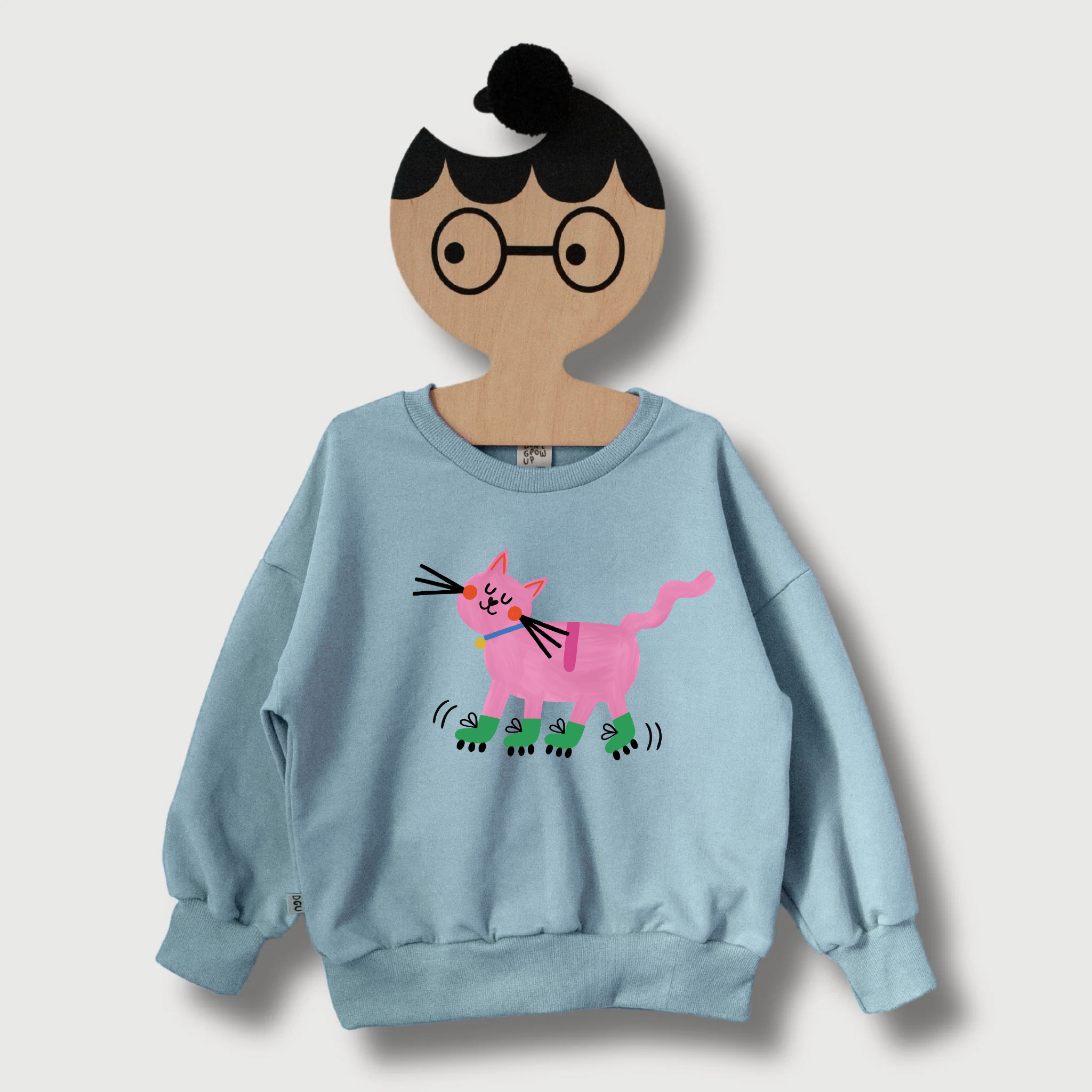 Katze auf Rollschuhen - Sweatshirt - Hellblau