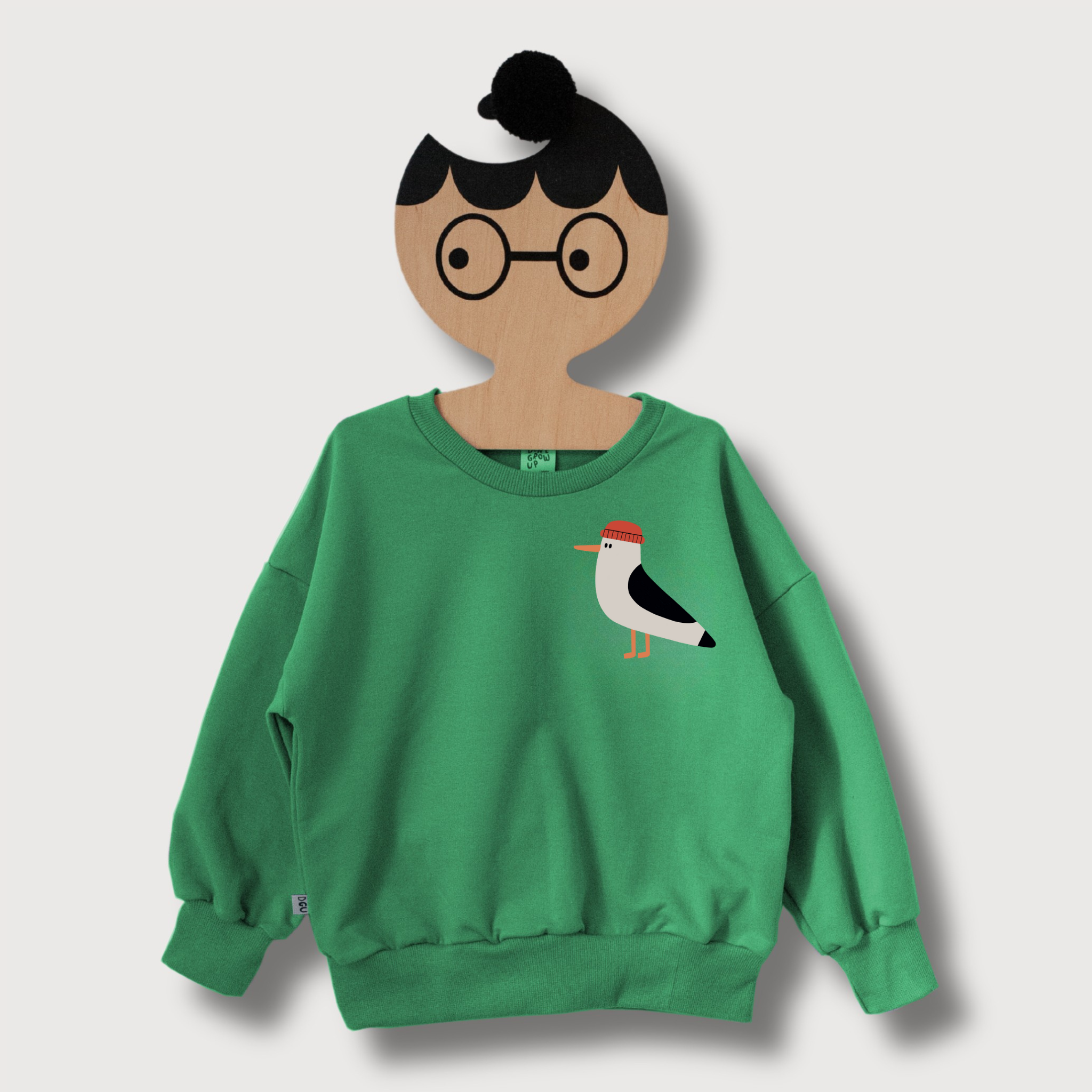 MÖWE AUF GRÜN SWEATSHIRT (LIEFERZEIT CA. 14 TAGE)