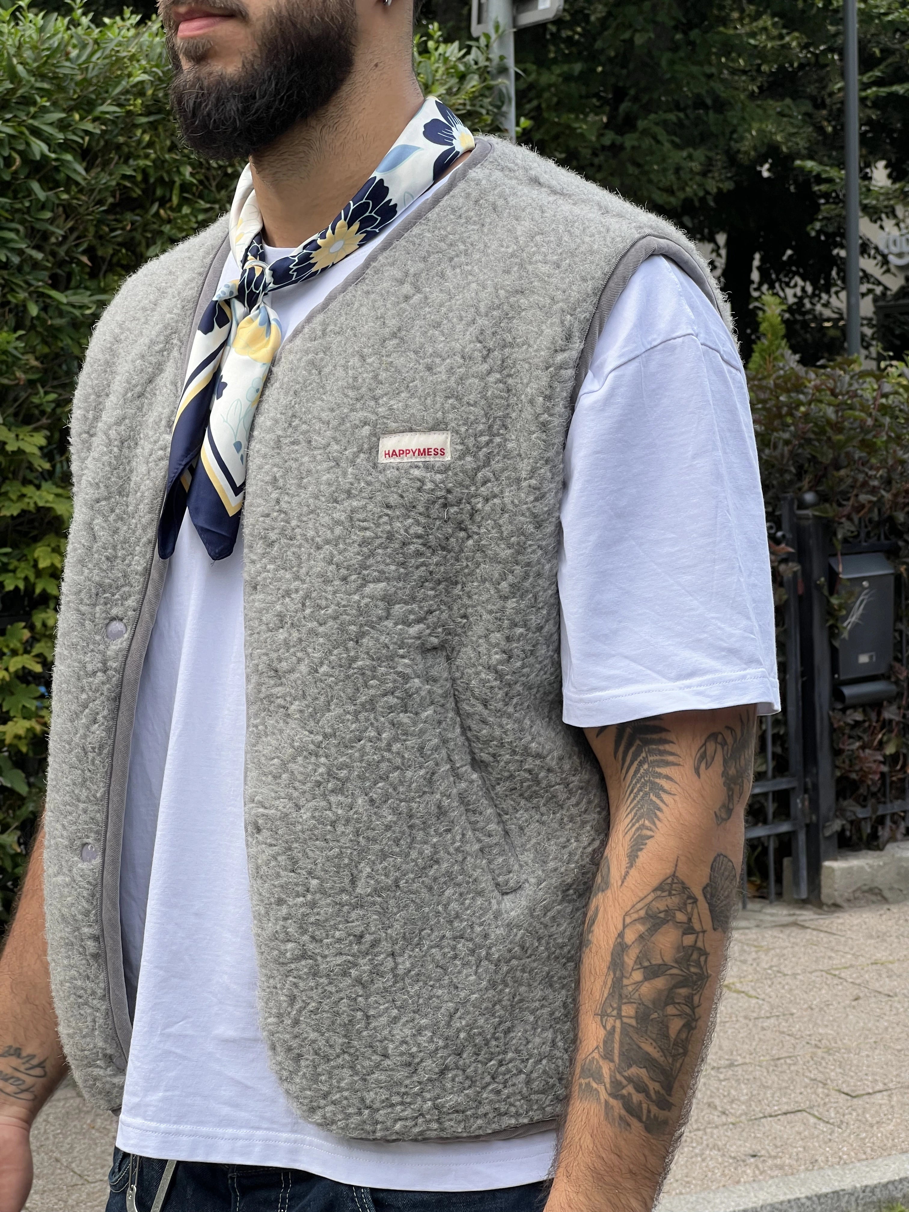 WESTE 100% WOLLE (MERINO) - GRAU