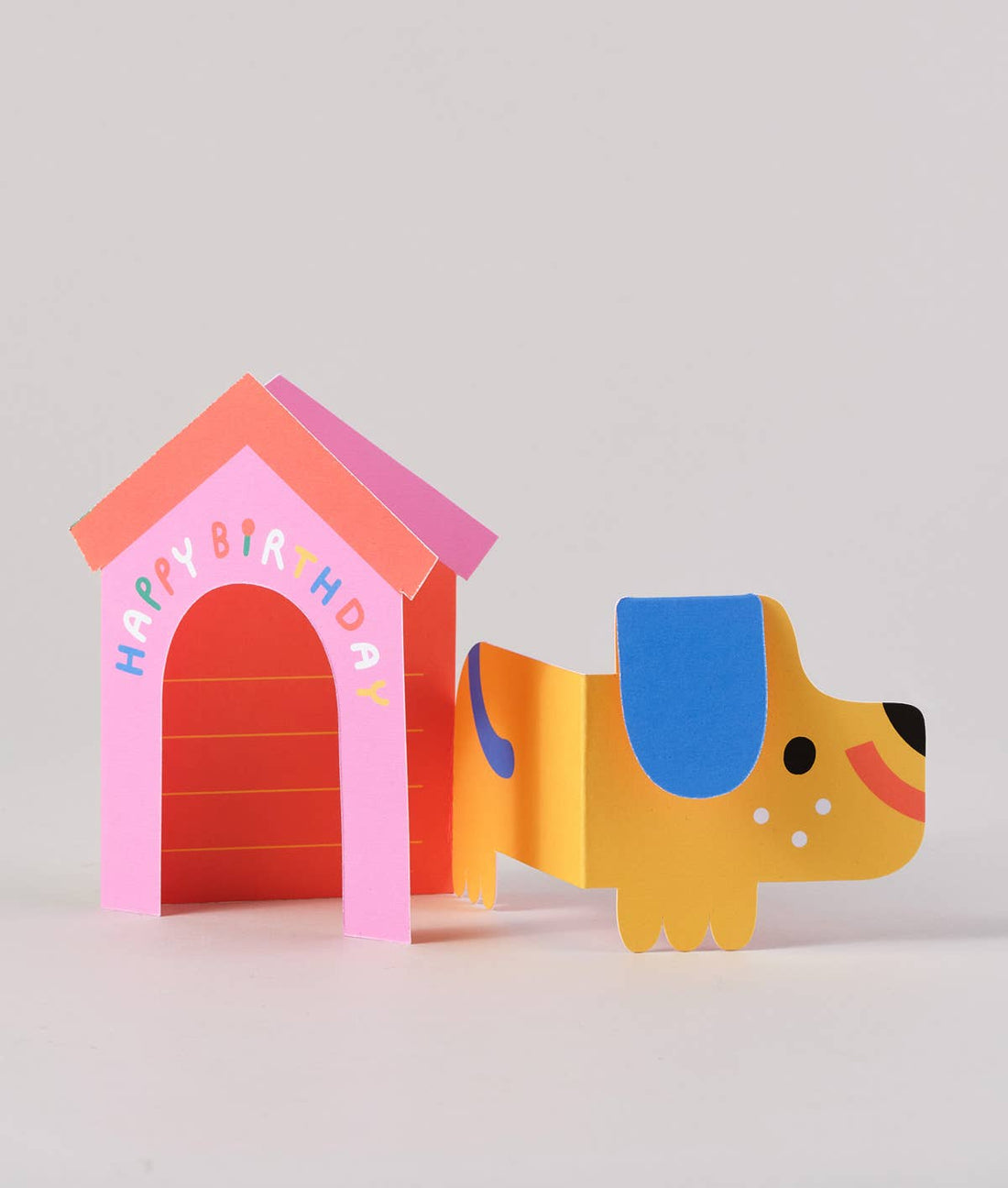 Ausklappbare Geburtstagskarte für Kinder mit Aufschrift „Dog In House“