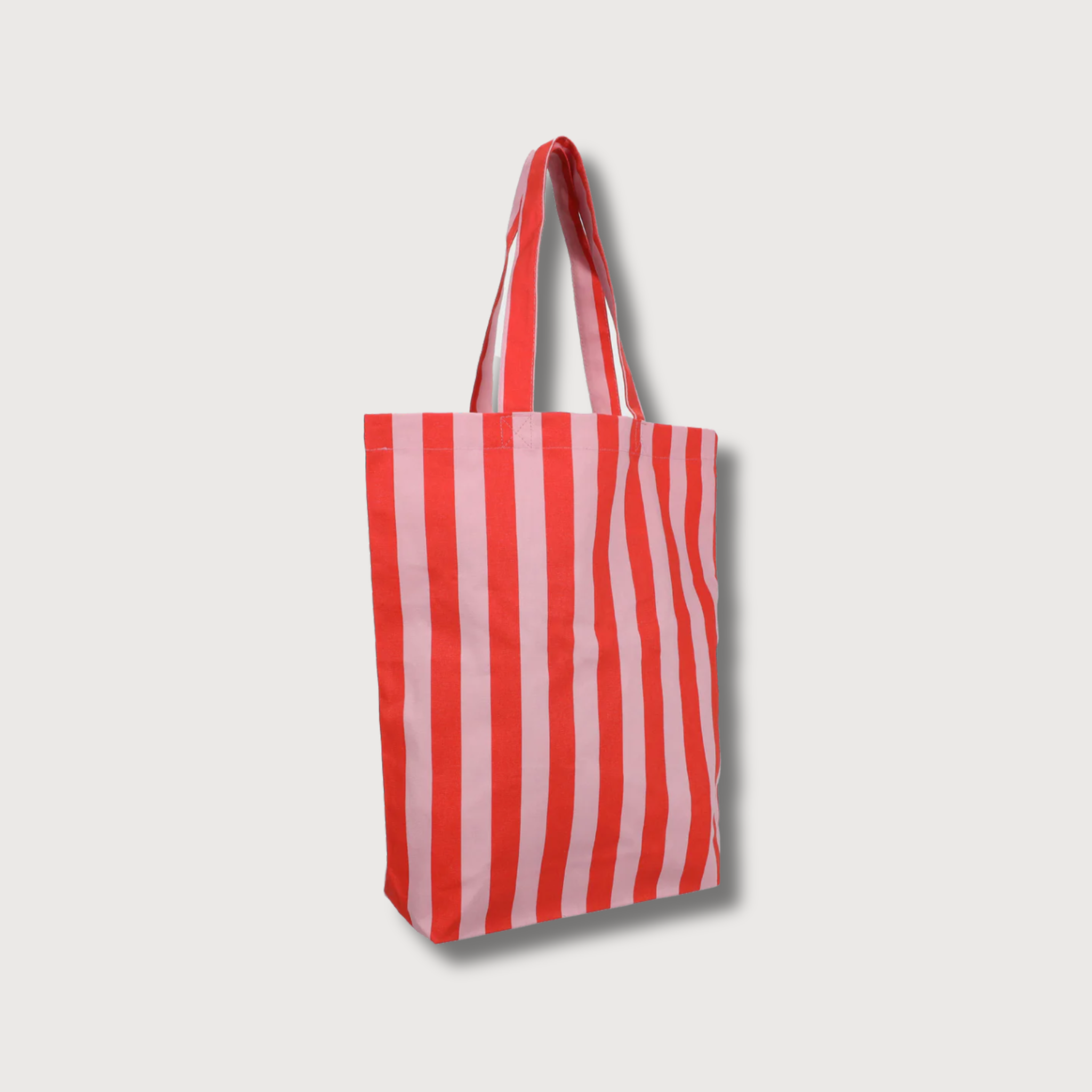 Baumwolltasche Streifen ROT + LITCHI