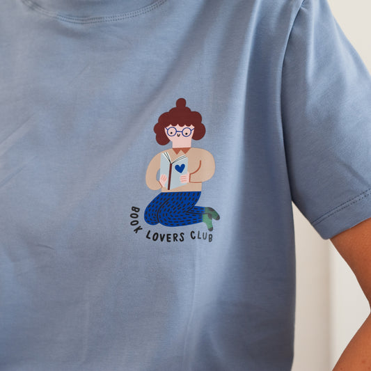 BOOK LOVERS AUF BLAU -  ERWACHSENEN T-SHIRT (LIEFERUNG MAX. 14 TAGE)