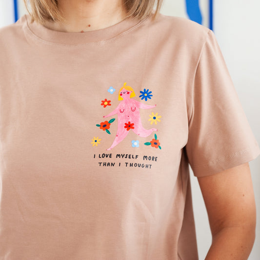 I LOVE MYSELF AUF BEIGE -  ERWACHSENEN T-SHIRT (LIEFERUNG MAX. 14 TAGE)