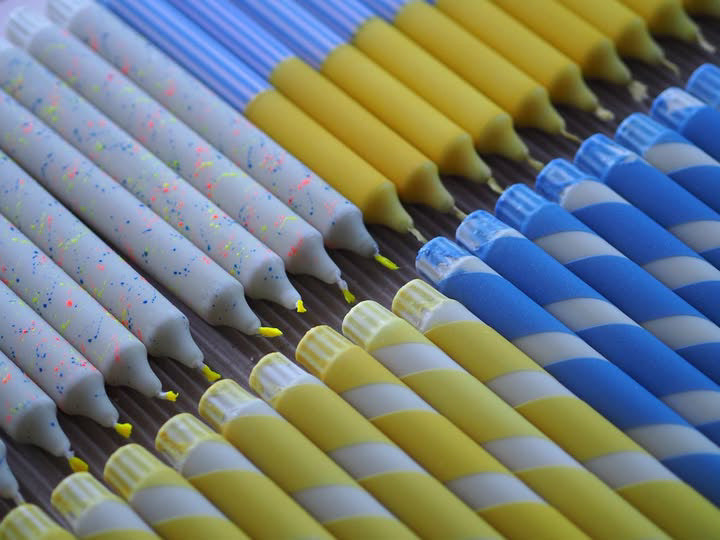 Kerzen | BLAU + GELB | 4er Set