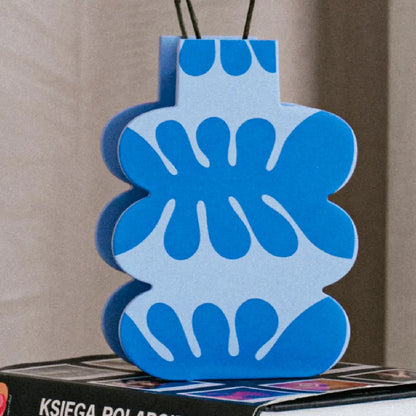 HOLZVASE - BLAU ABSTRAKT