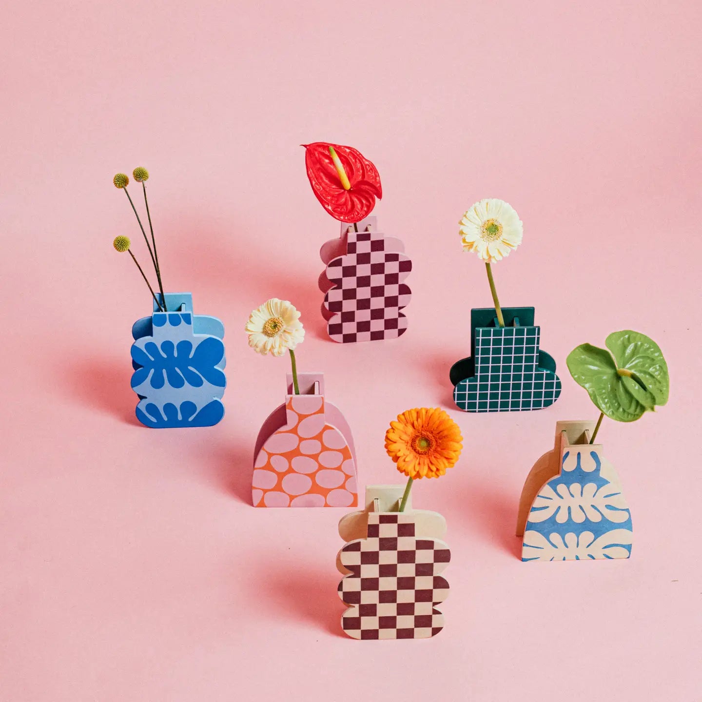 HOLZVASE - BLAU ABSTRAKT