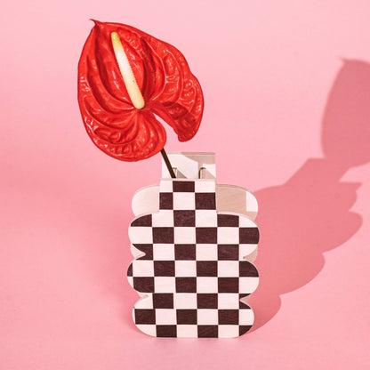 HOLZVASE - BROWN CHECK