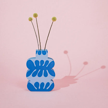 HOLZVASE - BLAU ABSTRAKT