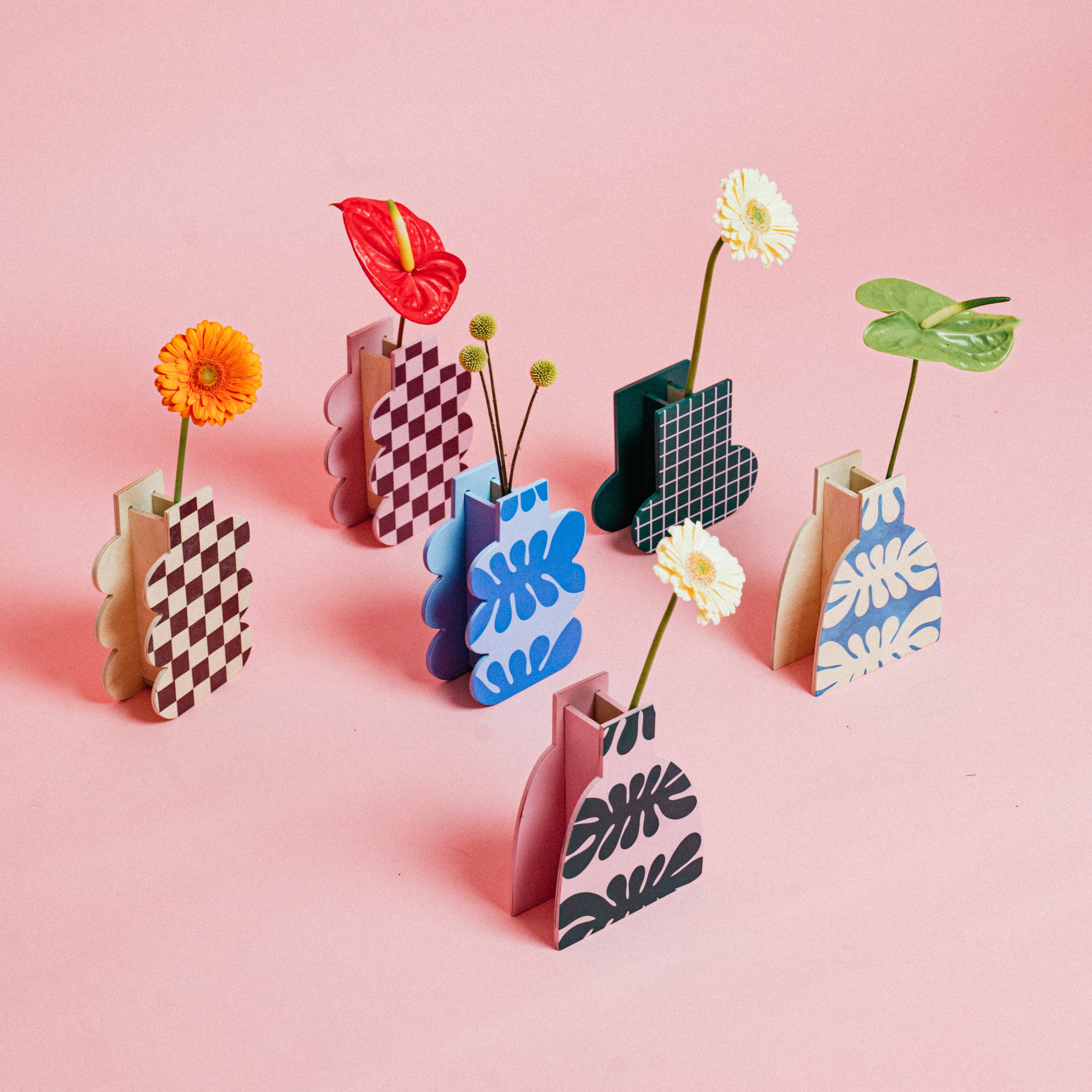 HOLZVASE - BROWN CHECK