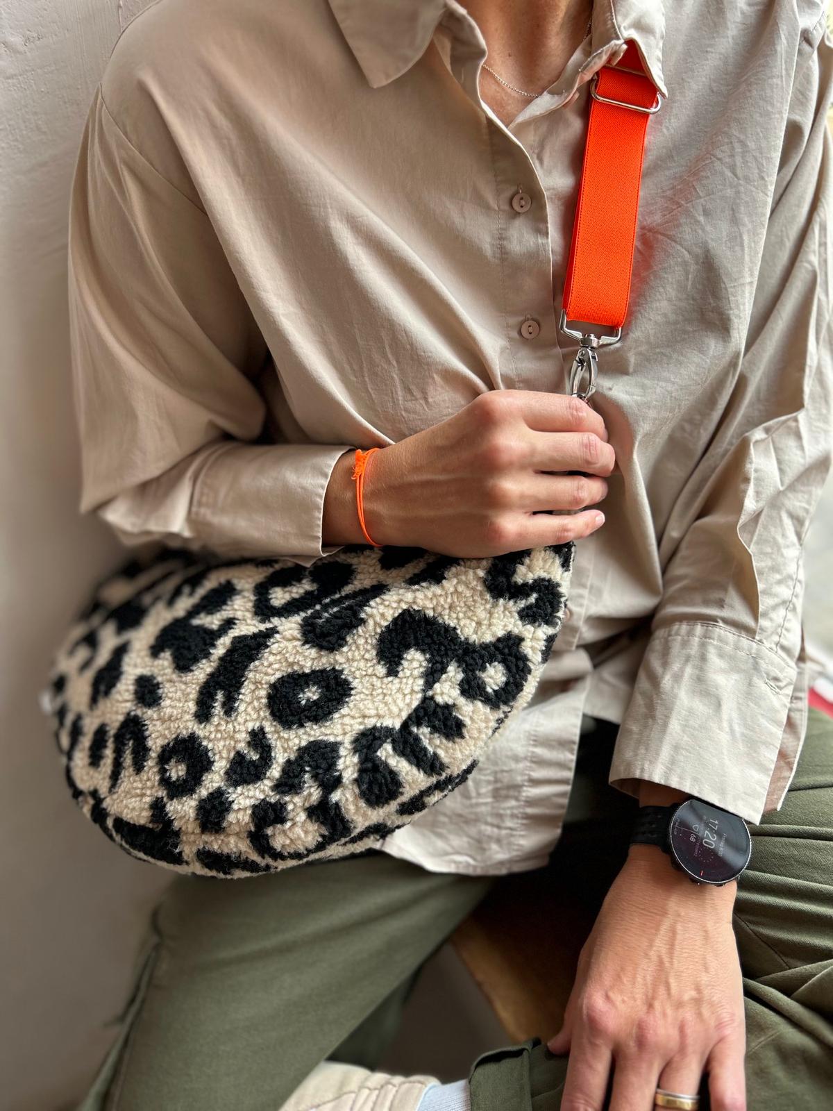 CROSSBODY BAG - LEO SAND + NEON ORANGE