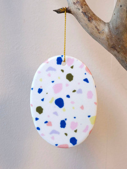 KERAMIK ANHÄNGER - OVAL - KONFETTI