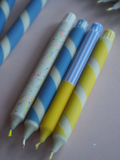 Kerzen | BLAU + GELB | 4er Set