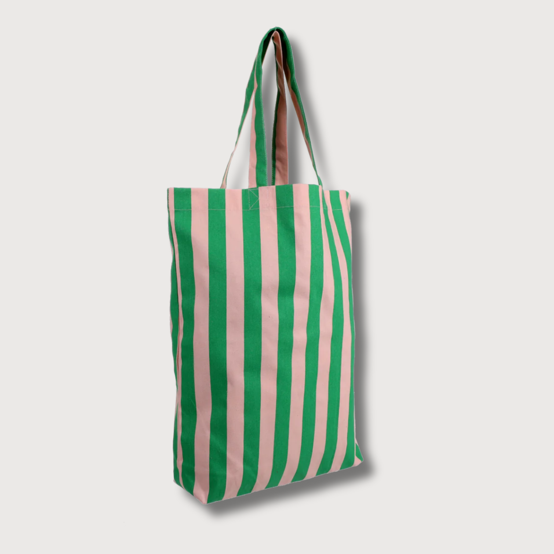 Baumwolltasche Streifen GRÜN + SOFT PINK