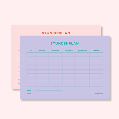 STUNDENPLAN - DOPPELSEITIG FLIEDER/ROSA