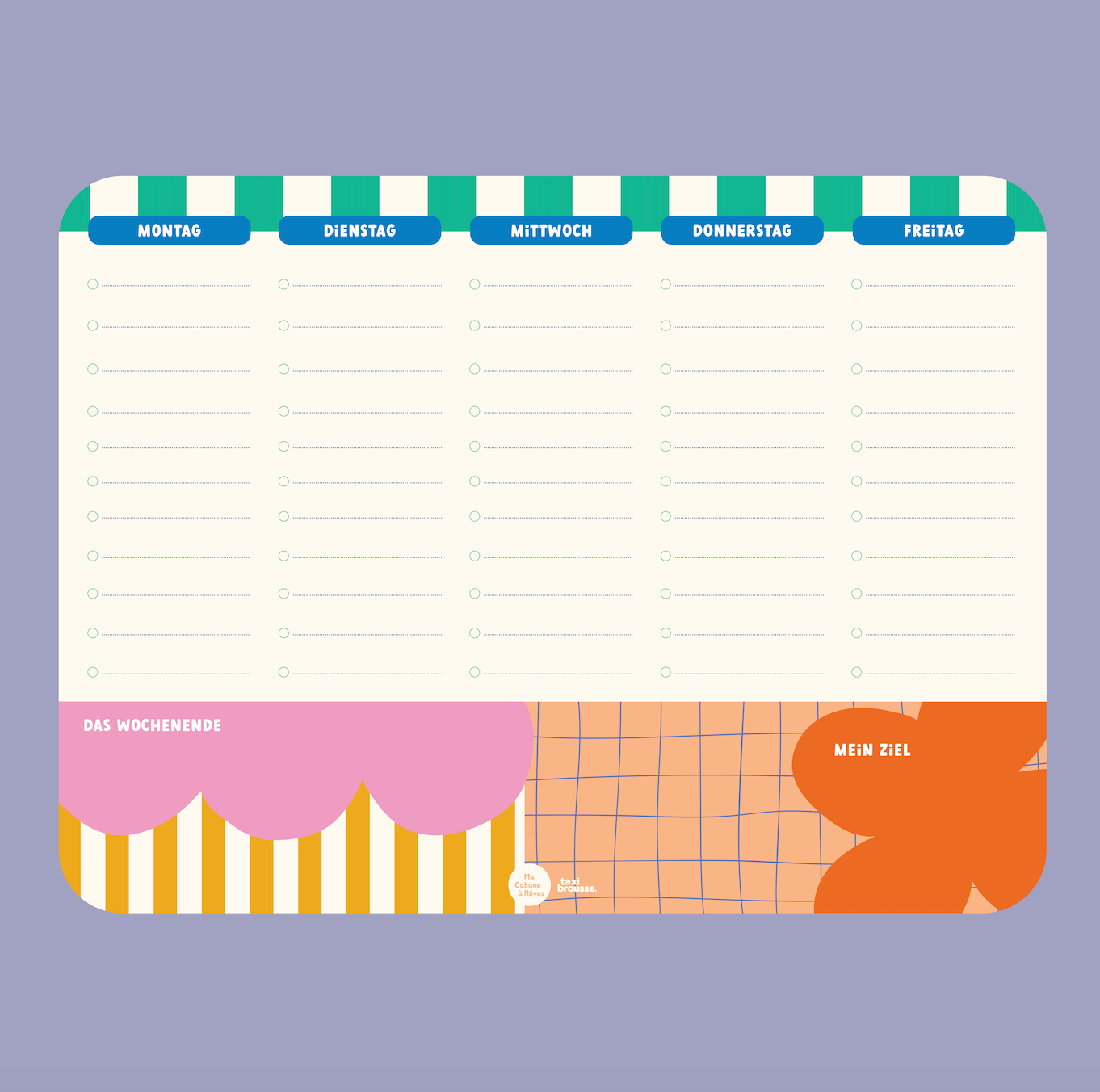 MAGNETISCHER WOCHENPLANER - GRÜN + PINK
