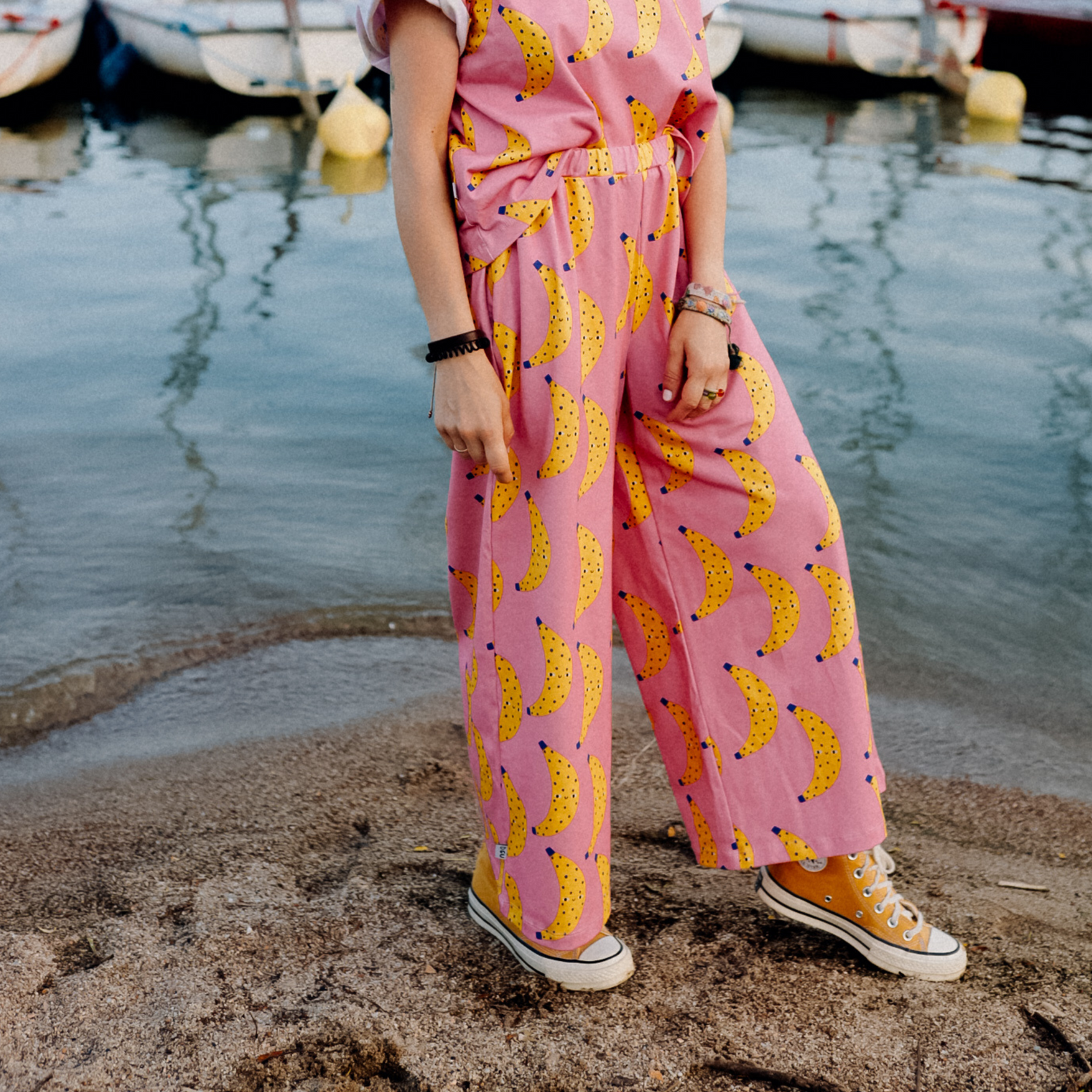 BANANEN AUF ROSA -  ERWACHSENEN 7/8 CULOTTE (LIEFERUNG CA. 14 TAGE)