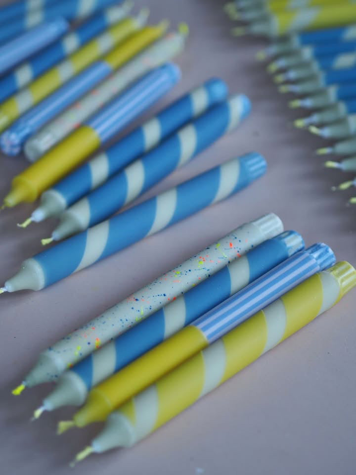 Kerzen | BLAU + GELB | 4er Set